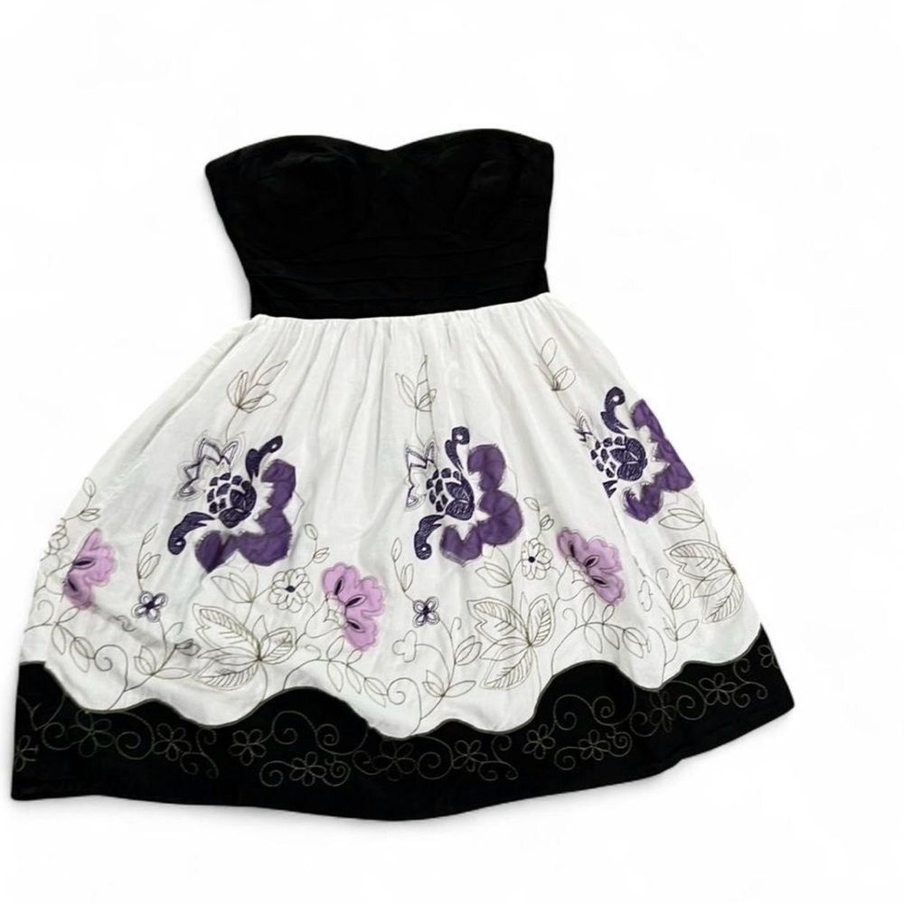 Y2K Vintage Trixxi Black Strapless Floral Skater Dress Black  Flowers whimsygotb